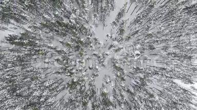 冬季，<strong>雪山</strong>森林，美丽的空中<strong>拍摄</strong>